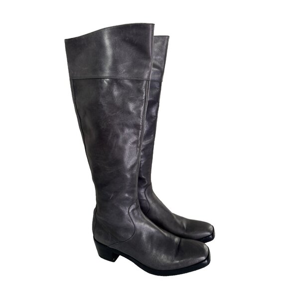 Balenciaga Paris Gray Riding Boots 40 Quiet Luxury Y2K Butter Soft Leather FLAW - Picture 2 of 16